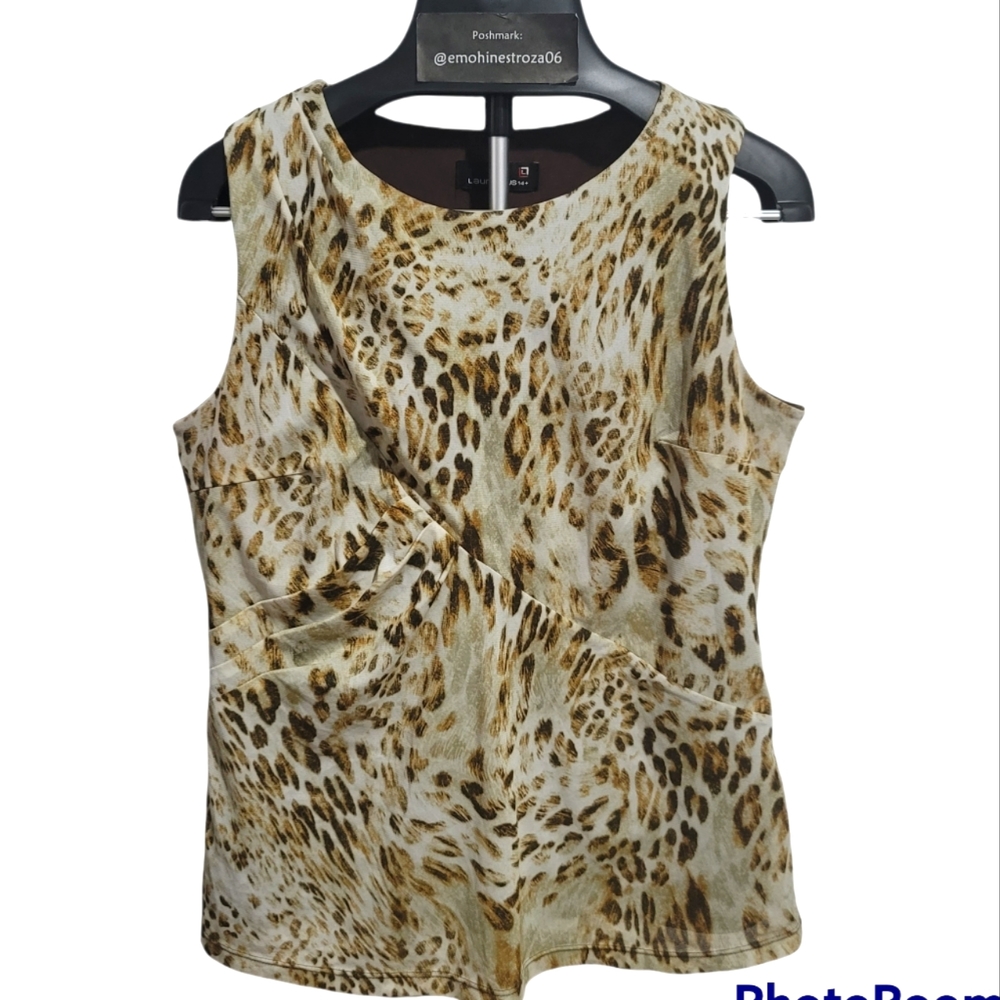 Brown Animal Print sleeveless blouse